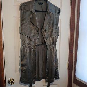 Bebe Satin Sleeveless Dress - Olive Gray